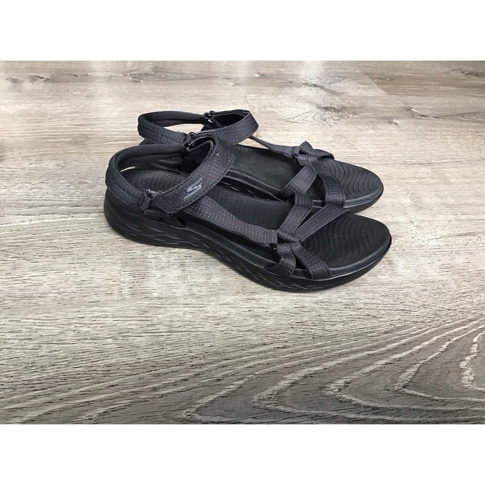 Skechers On-The-Go 600 Brilliancy Black Strappy Sport Sandal 15316 Womens Size 8